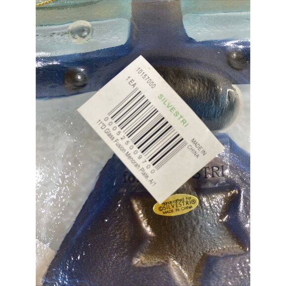 Lori Siebert For Silvestri Fused Glass Menorah Hanukkah Plate New In Box - Picture 9 of 11